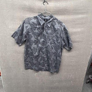 Dockers Shirt Mens Medium Gray Hawaiian Floral Button Up Short Sleeve Casual Pre 3