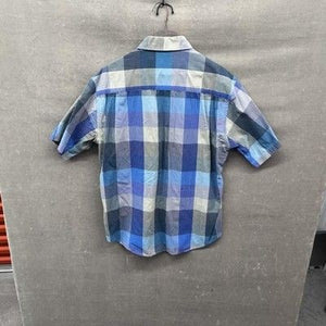 Equipment Shirt Mens Medium Blue Plaid Short Sleeve Button Up 100% Cotton Casual 3