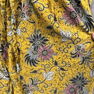 Floral Harem Pants Womens Small Yellow Black Batik Drawstring Elastic Waist Boho 5