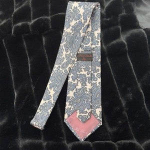 Carlo Columbo Tie Blue Paisley Silk Formal Neckwear Pre-Owned Good Condition 3