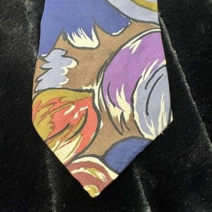Stefano Rossini Tie Mens One Size Multicolor Floral Pattern 100% Silk Handmade 1