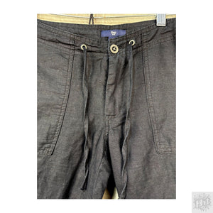 GAP Women's Wide Leg Linin Casual Pants with Drawstring Waist, Size 6R, Black 5