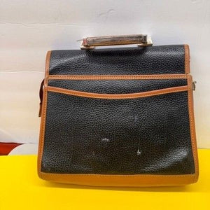 Carina Intl Inc Satchel Briefcase Black Tan Pebble Leather Waterproof Pre-Owned 4