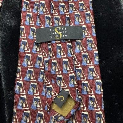 Robert Talbott Studio Tie Mens Red Blue Beer Mug Novelty Silk Made USA Necktie