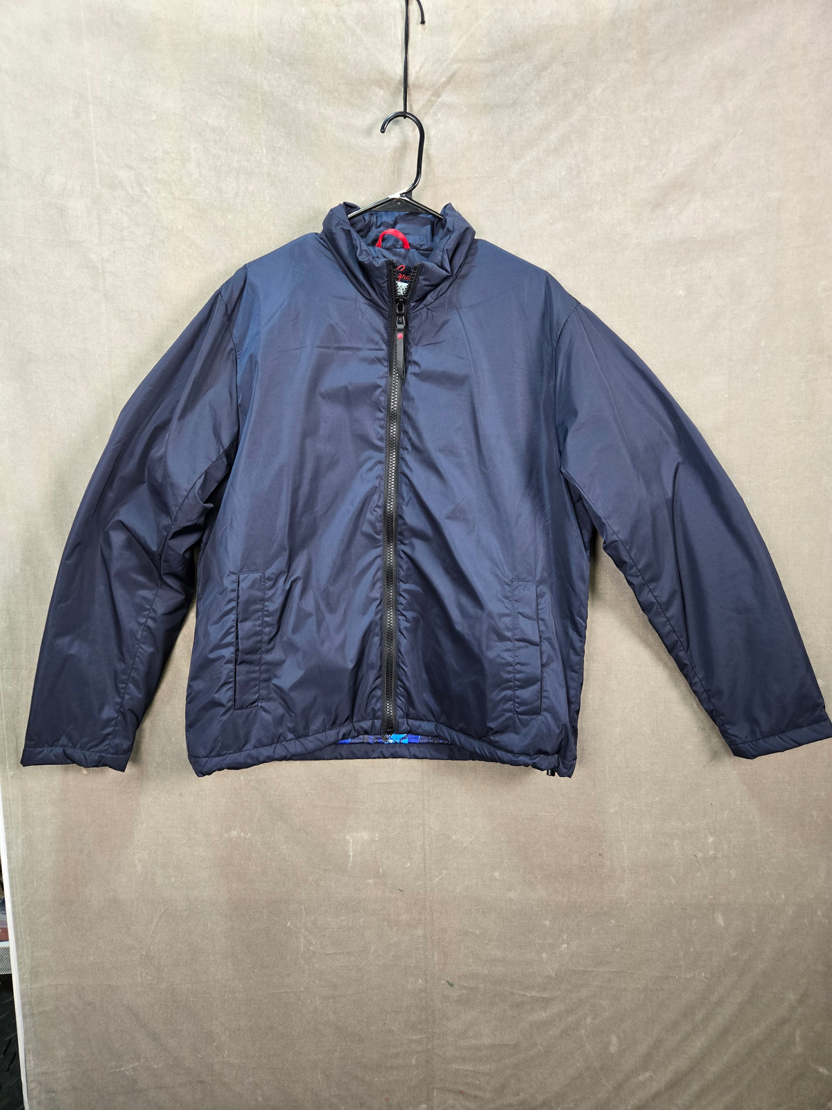 Robert Graham Men's Navy Blue Insulated Full Zip Jacket Stand Collar Winter Coat