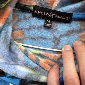 Almost Famous Hoodie Womens Medium Tie Dye Pullover Multicolor Stretch Fleece 1