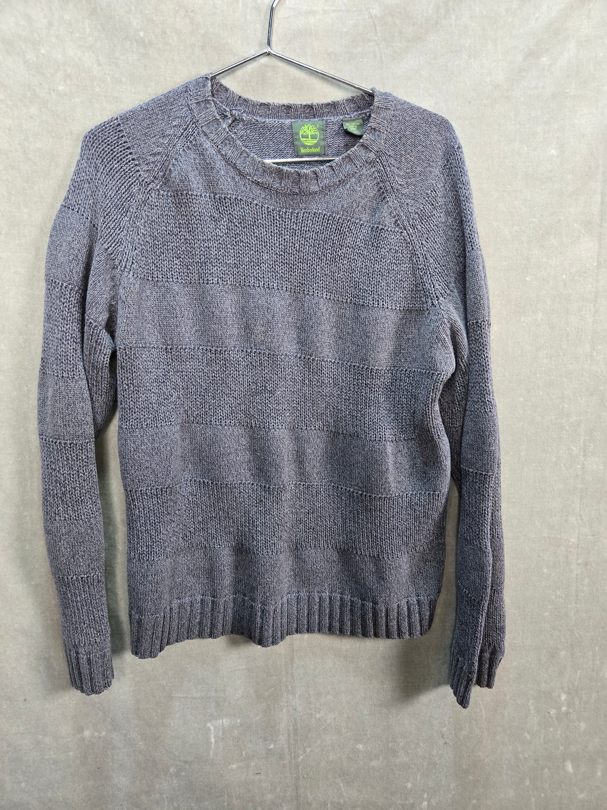 Timberland Men's Gray 100% Cotton Textured Stripe Crewneck Sweater Sz M