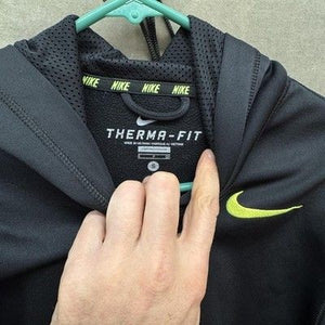 Nike Hoodie Youth Small Black Volt Therma-FIT Fleece Lined Pullover 590575-018 2
