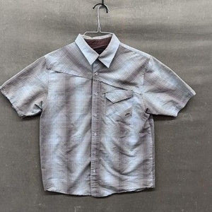 Prana Mens Medium Brown Plaid Short Sleeve Button Front Shirt Pre-Owned 2