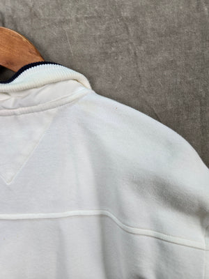 Tommy Hilfiger Mens White Zip Up Bomber Jacket Rib Collar Size L/G 5