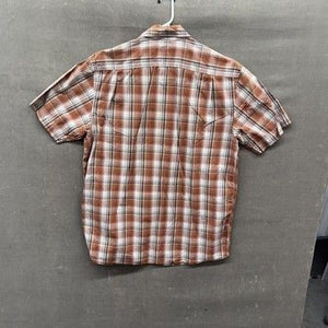 GH Bass Earth Shirt Mens Medium Brown Orange Plaid Short Sleeve Button Up Casual 5