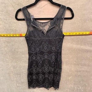 Armani Exchange Lace Tank Top Womens Petite 0 Black Sheer Lined Sleeveless 1
