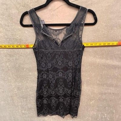 Armani Exchange Lace Tank Top Womens Petite 0 Black Sheer Lined Sleeveless