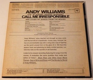 Andy Williams Vinyl Record The Academy Award Winning Call Me Irresponsible Used 3