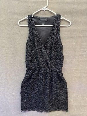 MM Couture Dress Womens Small Black Sequin Lace Sleeveless Cocktail Party Mini
