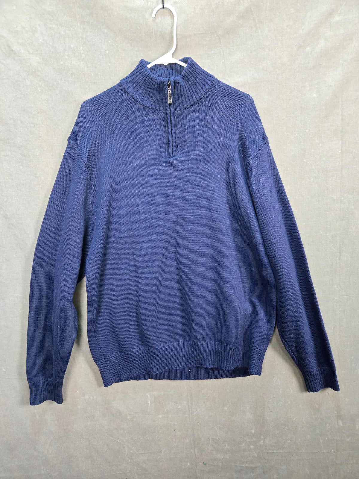 Classico Mens Navy Mock Neck Half Zip Pullover Sweater Size L