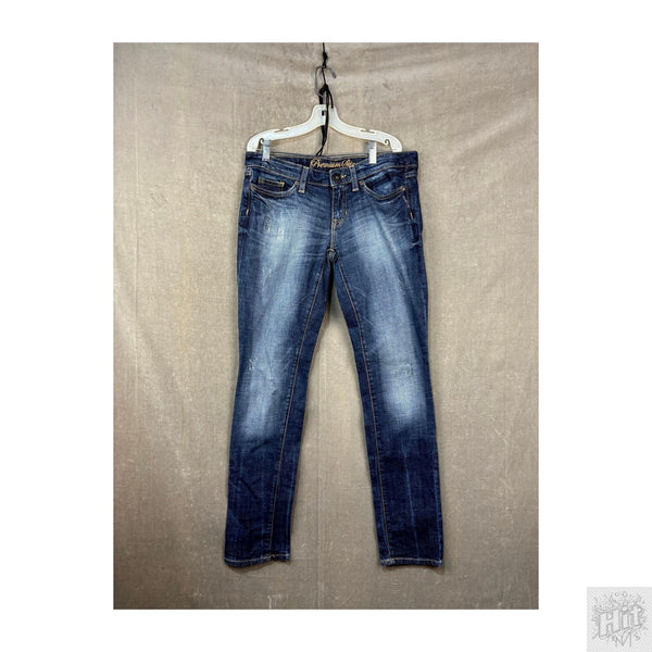 Gap Skinny Women's Jeans Size 4/27A Medium Wash Distressed Ripped Frayed Hem