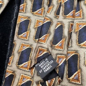Oscar de la Renta Tie Classic Geometric Pattern Blue Gold Silk Pre-Owned Good Co 4