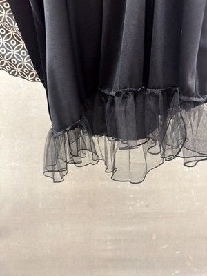 B Wear Dress Womens Medium Black White Geo Print Sleeveless Mesh Hem Flare Skirt 2