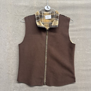 Robert Kitchen Reversible Plaid Fleece Vest Medium Pre-Owned Full Zipper 2