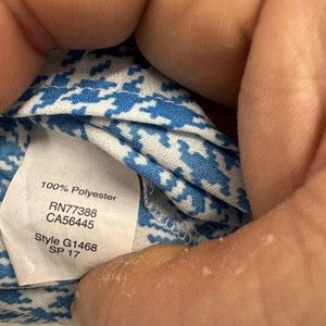 J Crew Shirt Womens 10 Blue White Houndstooth Long Sleeve Ruffle Blouse Top 3