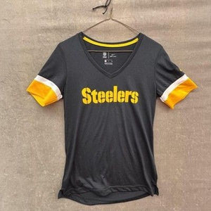 Pittsburgh Steelers Shirt Womens Small Black NFL Football Dri Fit V Neck Nike 2
