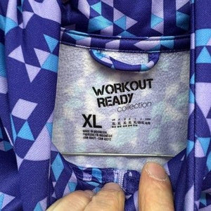 Reebok Sweatshirt Mens XL Purple Quarter Zip Geometric Print Pre-Owned Excellent 3