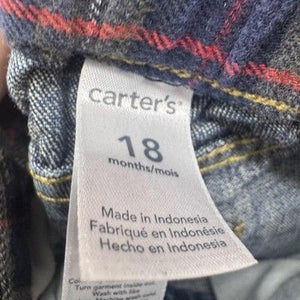 Carter's Baby Jeans Pants 18 Months 100% Cotton Denim Elastic Waist Blue Toddler 3
