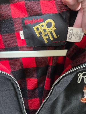 King Louie Men's Black Pro Fit Plaid Lined Bomber Jacket Size L USA 2