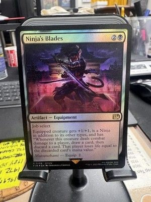 Magic the Gathering Ninja's Blades Foil Promo FFXIV Artifact Equipment Card Ungr