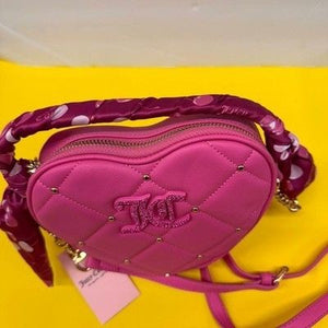 Juicy Couture Quilted Heart Crossbody Bag Pink Scarf Wrap Handle New with Tags 4