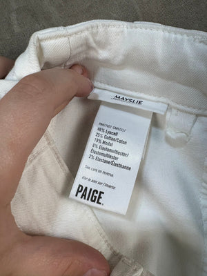 PAIGE Jeans Cream Relaxed Fit Elastic Cuffs Size 24 Used 3