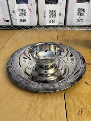 Oneida Silver Plated Serving Platter Tray with Dip Bowl Vintage 12 Inch Used 2
