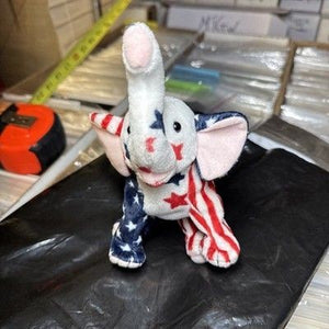 Ty Righty 2000 Elephant Patriotic Red White Blue Stars Stripes 9" Plush Stuffed 3
