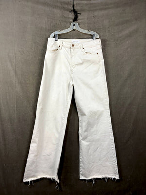 Dear John White Wide Leg Jeans with Frayed Hem, Size 30 1