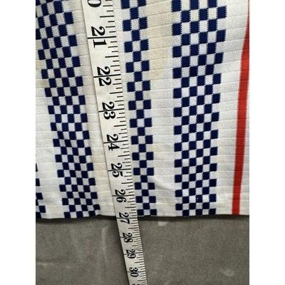 Vintage Stripe Shirt Womens Large Blue Red White Short Sleeve Pre-Owned Excellen