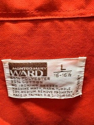 Vintage Montgomery Ward Shirt Mens Large Red Plaid Flannel Button Front 70s 2