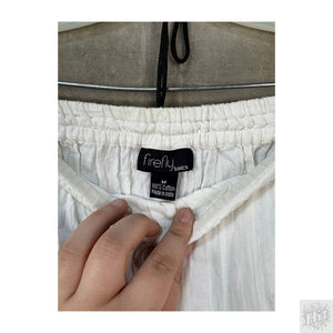 White Linen Drawstring Wide-Leg Pants with by Firefly Basics Size M 2