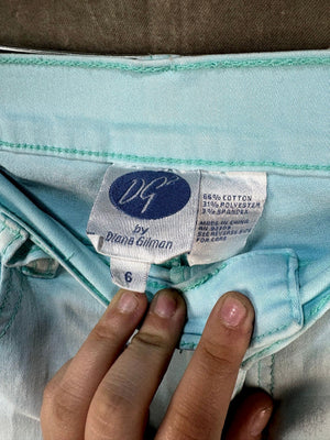 Sky Blue High-Waisted Cropped Jeans with Button Details by Diana Gilman 2