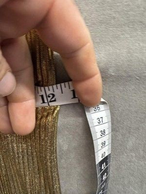 Peach Love California Womens Pants Large Gold Metallic Split Flare Lined Stretch 5