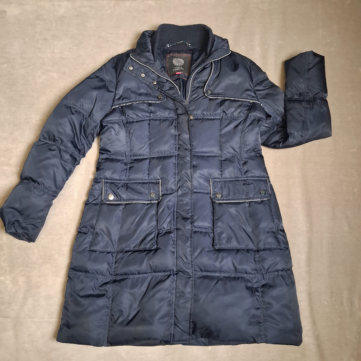 Vince Camuto Women's Navy Quilted Long Puffer Coat Size G/L Pre-Owned Down Insul