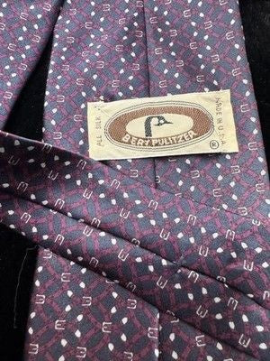 Vintage Bera Pulitzer Tie Mens Silk Made USA Geometric Belt Buckle Pattern 90s 4