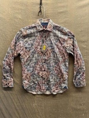 Visconti Black Shirt Mens Small Multi Paisley Long Sleeve Stretch Button Front 2