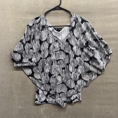 Adele & May Batwing Top Womens Small Abstract Print Dolman Sleeve Blouse Shirt