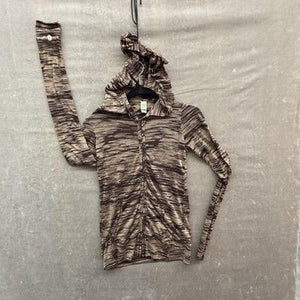 Karma Apparel Hoodie Womens Small Brown Tan Full Zip Lightweight Long Sleeve 2