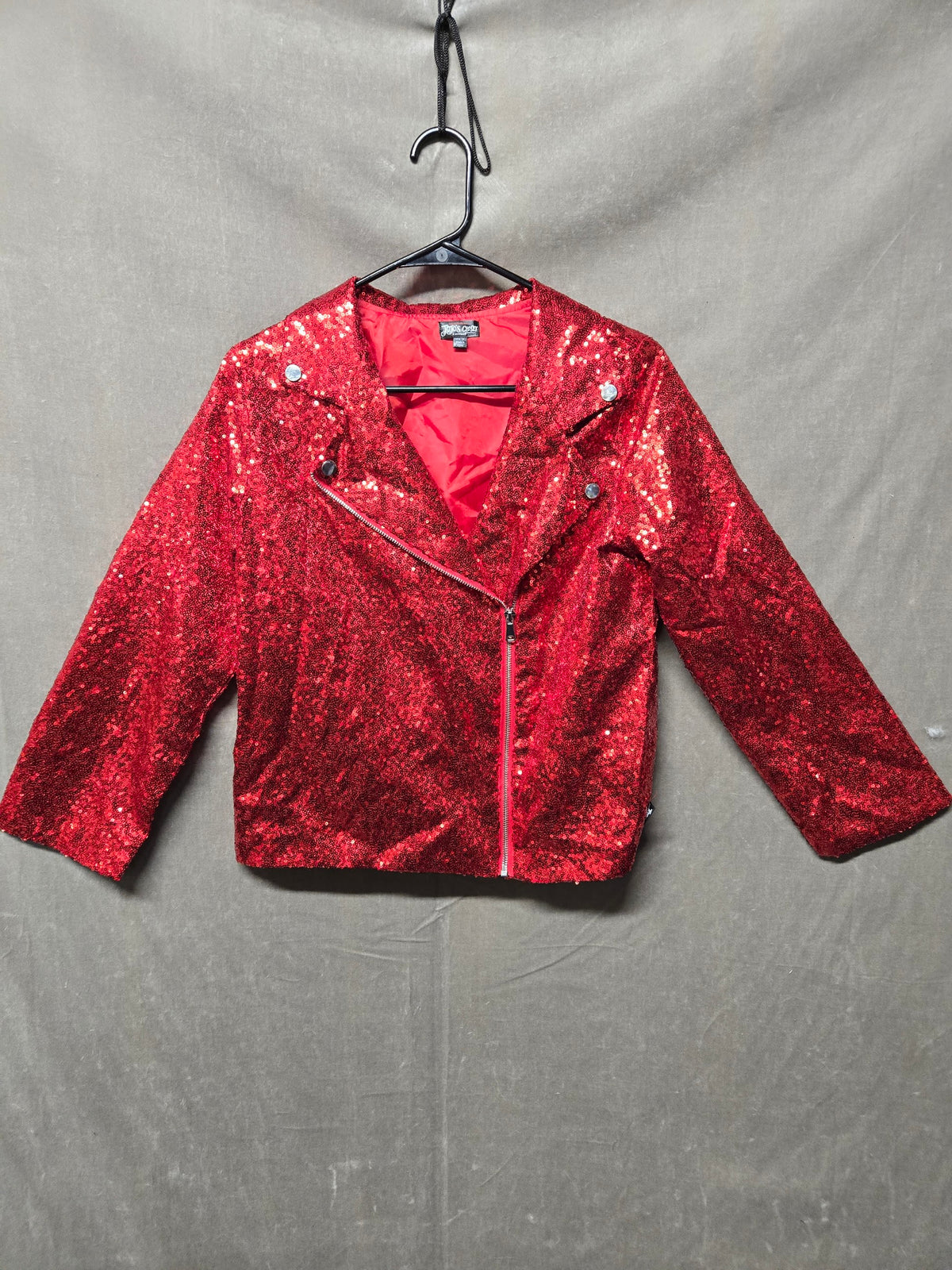 Nickelodeon JoJo's Closet Girls Red Sequin Moto Jacket Size 14/16 XL