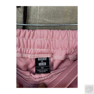 Bleeker & Mercer Pink Track Pants with White Side Stripes and Drawstring Waist 2