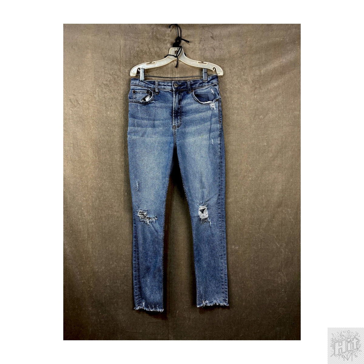 Gap SKY HIGH Skinny Women's Jeans Size 14 Medium Wash Distressed Ripped