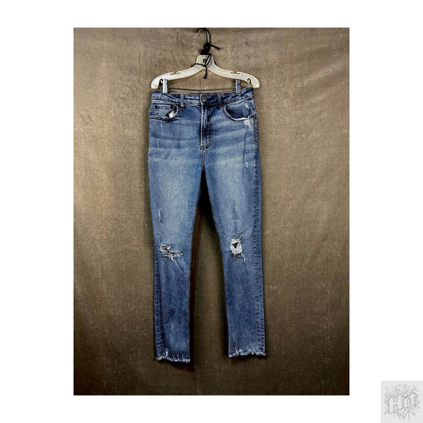 Gap SKY HIGH Skinny Women's Jeans Size 14 Medium Wash Distressed Ripped