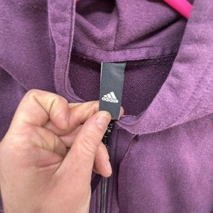 Adidas Hoodie Youth Small Purple Full Zip Sleeve Logo Athletic Sweatshirt Pre-Ow 2